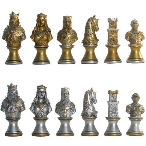 Dal Rossi Medieval Warriors Metal Chessmen 85mm