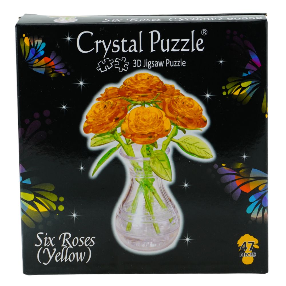 3D Yellow 6 Roses Crystal Puzzle