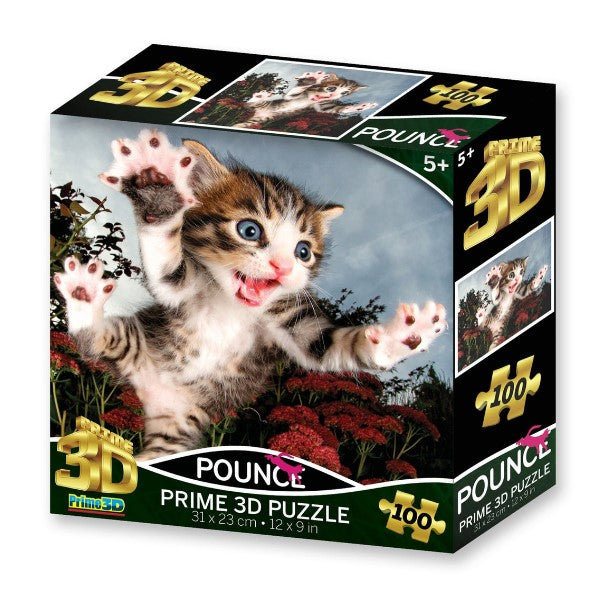 Prime3D Pounce Kitten - 100 Piece 3D Jigsaw