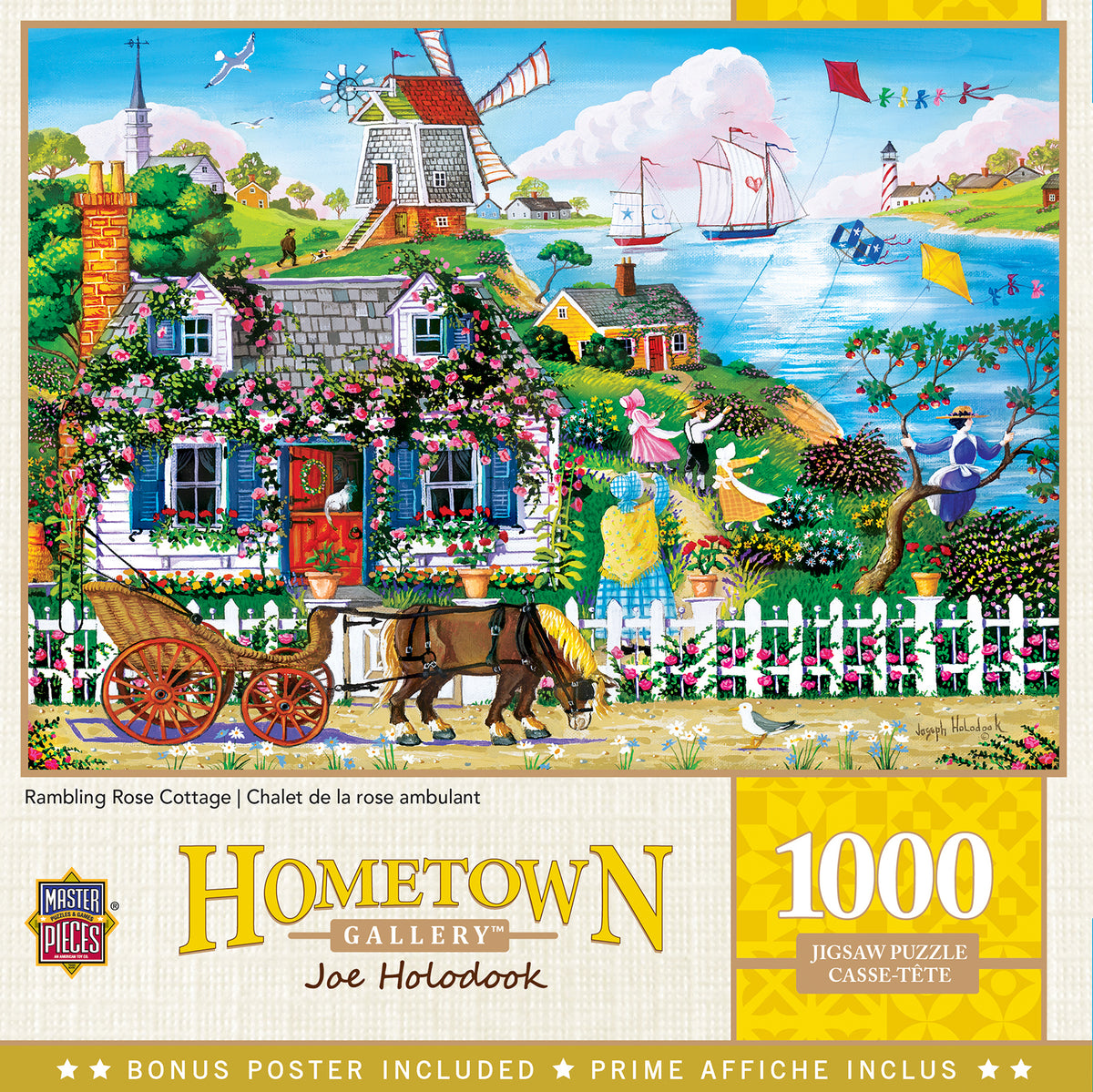 Masterpieces Hometown Gallery Rambling Rose Cottage 1000 Piece Jigsaw