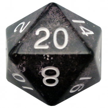 Metallic Dice Games Acrylic d20: Ethereal Black with White Numbers