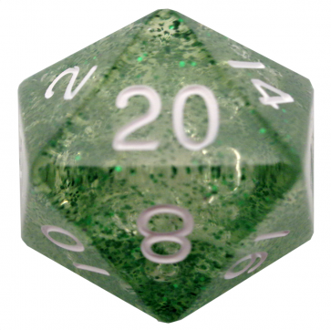 Metallic Dice Games Acrylic d20: Ethereal Green with White Numbers