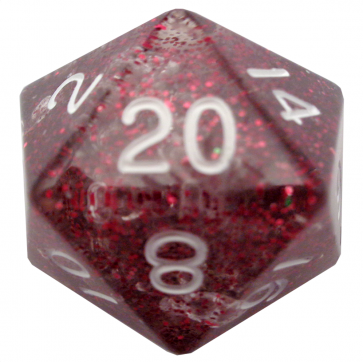 Metallic Dice Games 35mm Mega Acrylic d20 Dice: Ethereal Light Purple with White Numbers