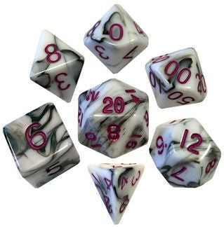 Metallic Dice Games - Acrylic Dice Set Marble - Purple Numbers