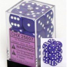 CHX 25607 Opaque Purple/white 16mm d6 Dice Block (12 dice)