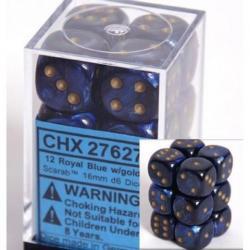 Chessex 16mm D6 Block Scarab Royal Blue/Gold