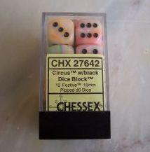 Chessex Polyhedral 7-Dice Set Festive Circus/Black