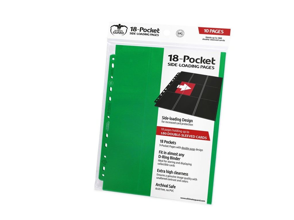 Ultimate Guard Folder 18-Pocket Pages Side-Loading Green (Single Page)