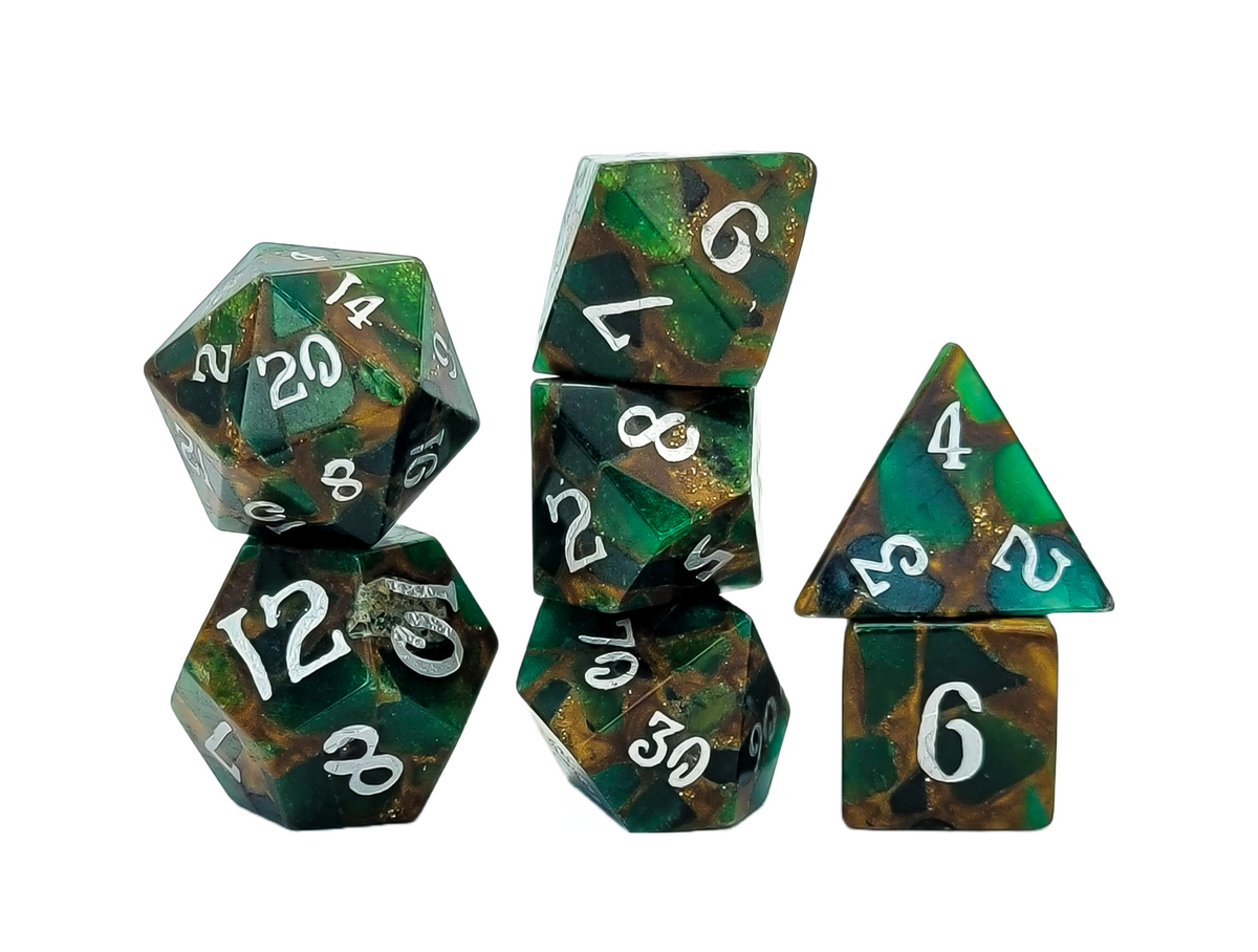 Level Up Dice - Gold Foil Green Mosaic