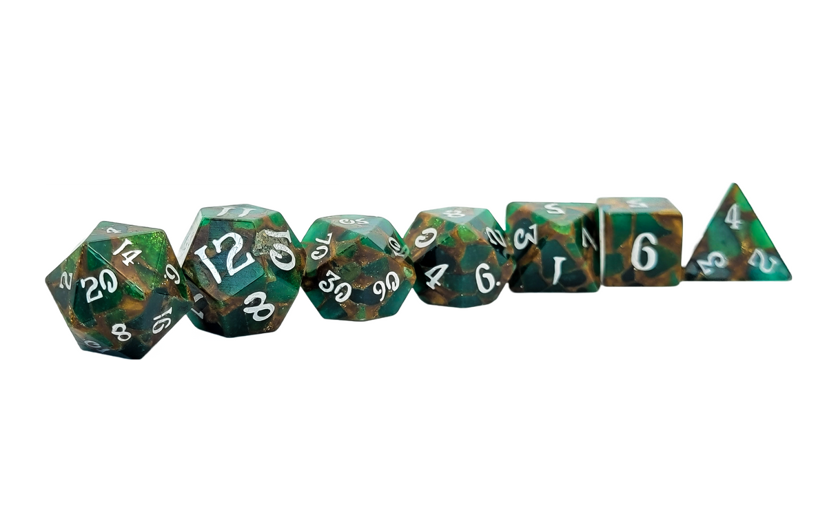 Level Up Dice - Gold Foil Green Mosaic
