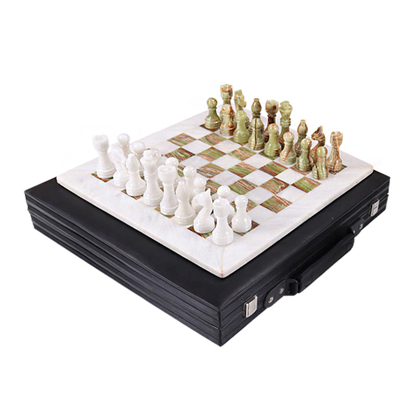 15inch Chess Set with Storage - White &amp; Green