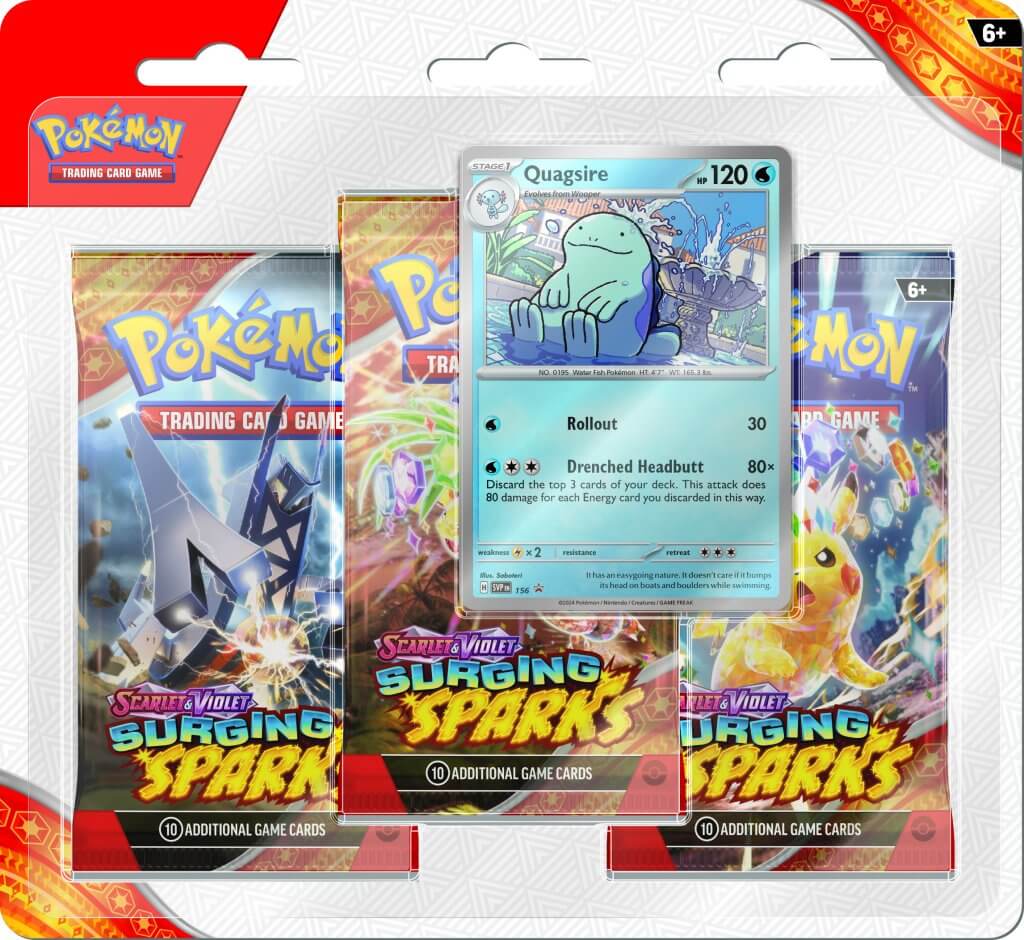 Pokemon TCG Scarlet &amp; Violet Surging Sparks Three Booster Blister (Preorder)