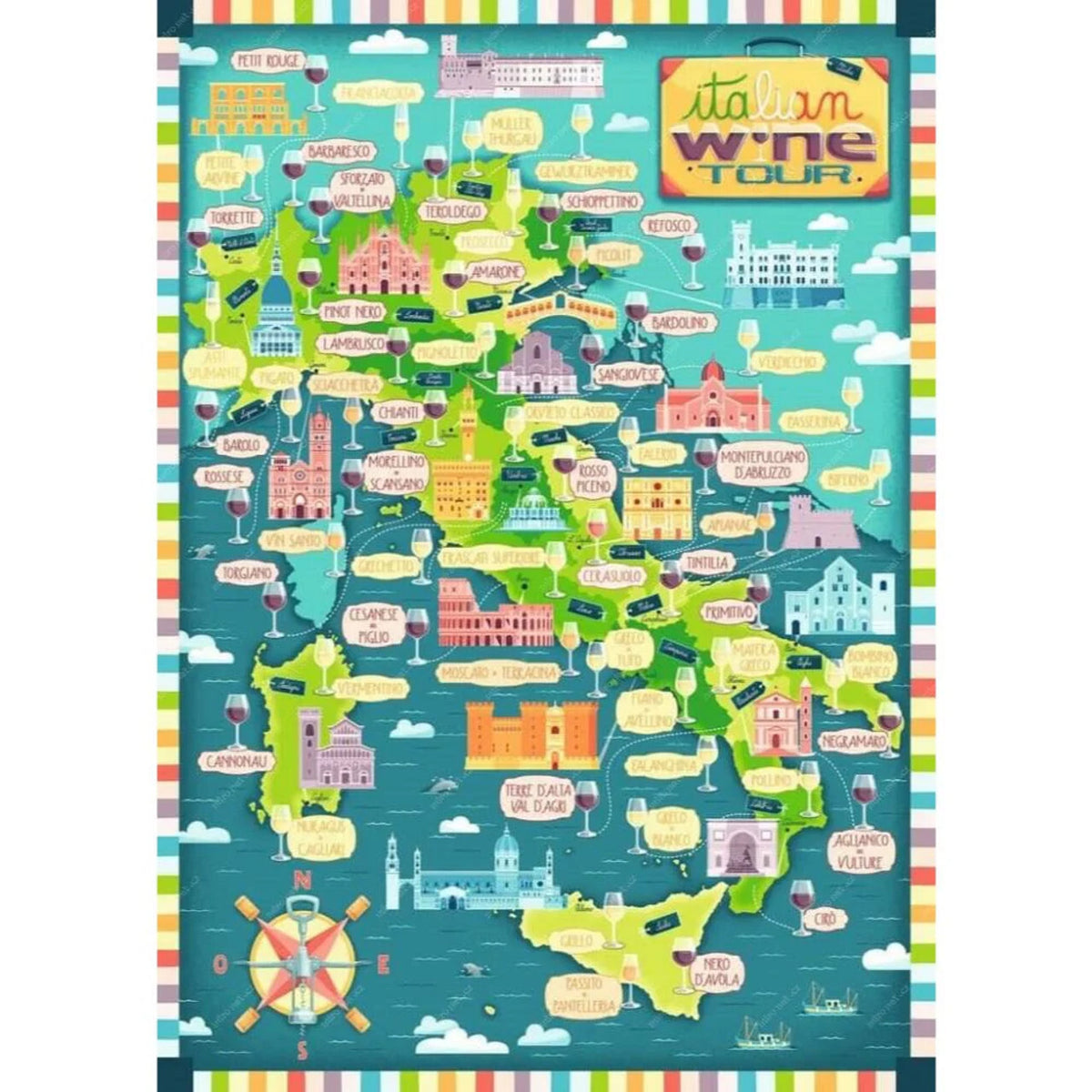 Ravensburger - Map of Italy - Wines 1000 Piece Jigsaw