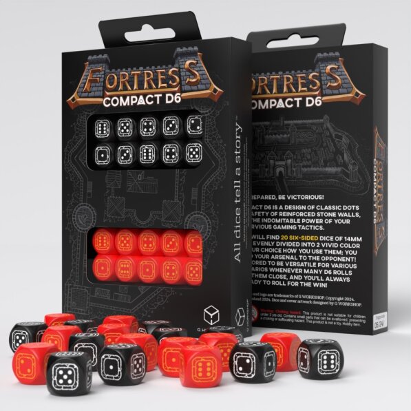 Q Workshop - Fortress Compact - Black &amp; Red D6 Set