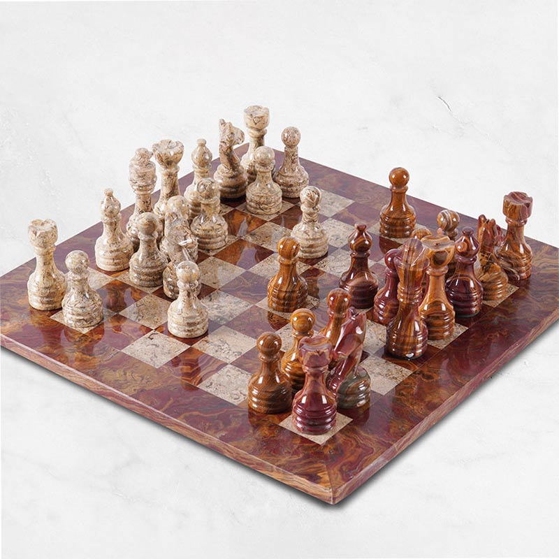 Chess Set with Storage - Red/Coral 38cm
