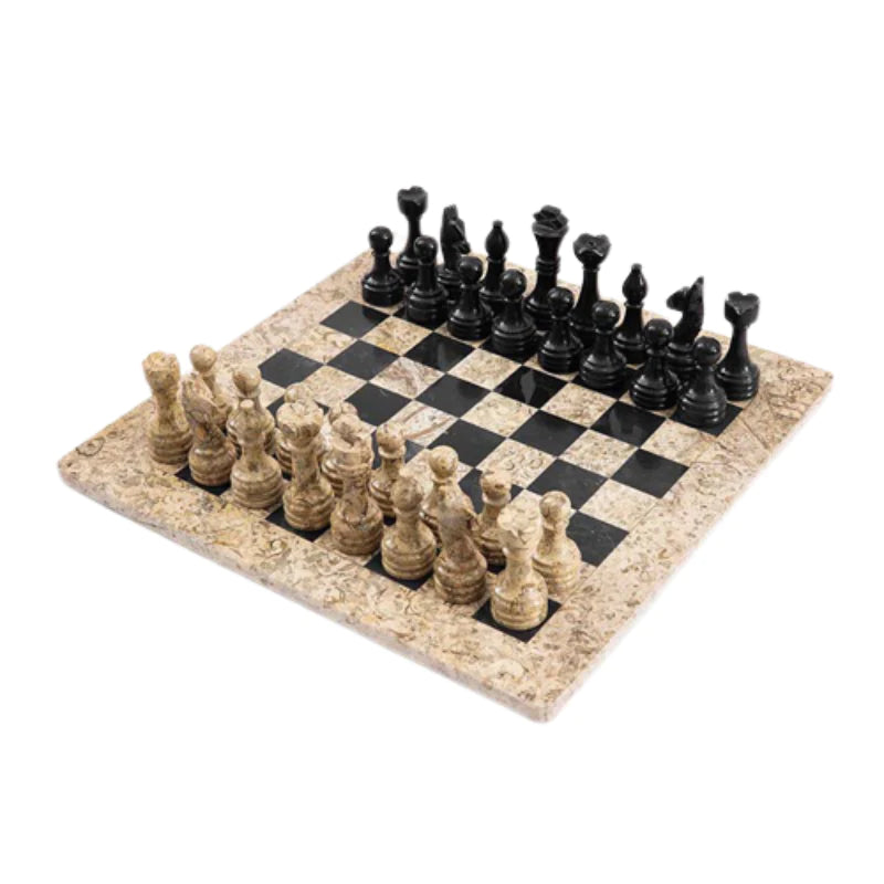 Chess Set Coral &amp; Black 38cm