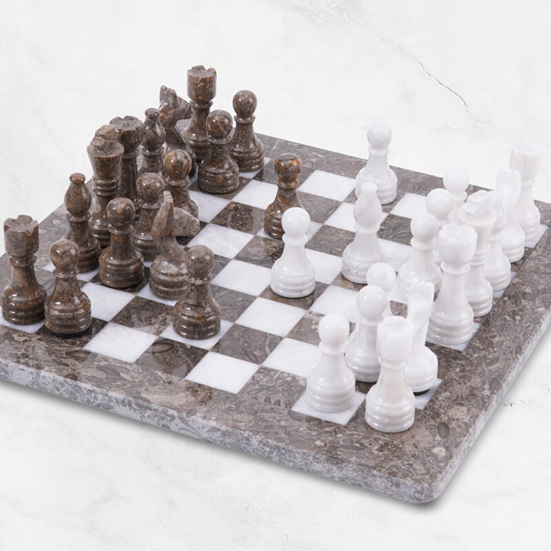 30cm Chess Set - Oceanic &amp; White