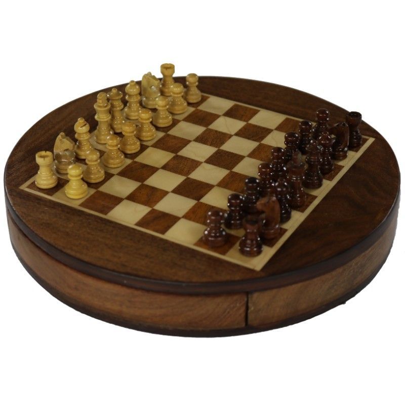 Chess Set - Beyton Magnetic Round Acacia 30cm
