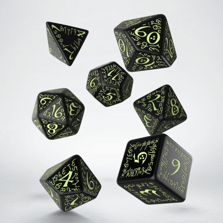 Q Workshop - Black &amp; Glow-In-The-Dark Elvish Dice (7)