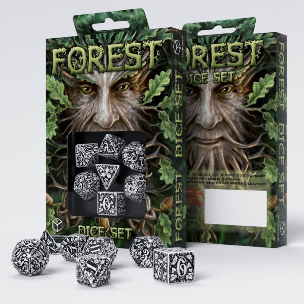 Q Workshop - White &amp; Black Forest 3d Dice Set (7) Box