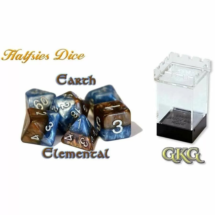 Halfsies Dice - Earth Elemental with Upgraded Dice Case