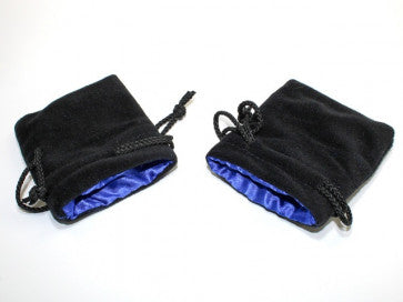 Small Black Velvet Bag With Blue Satin Lining