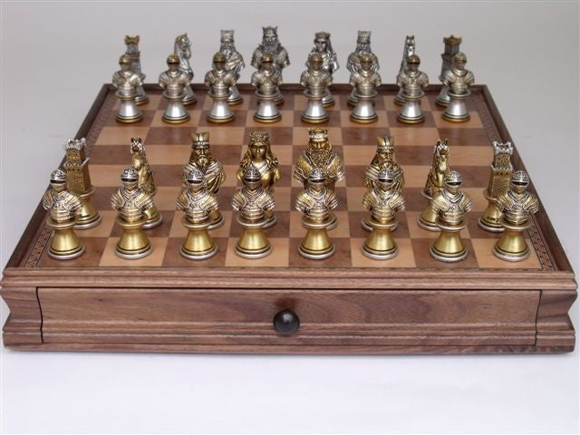 Dal Rossi 15 Chess Box with Medieval Warriors Pieces Chess Set