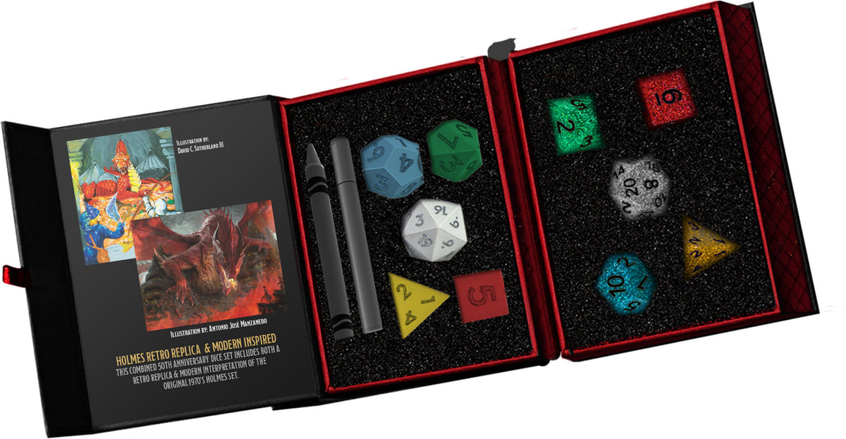 Metallic Dice Games Dungeons &amp; Dragons 50th Anniversary Then/Now - Holmes Retro &amp; Modern Set (Preorder)