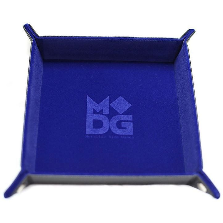 Metallic Dice Games - Velvet Folding Dice Tray - Blue 10x10