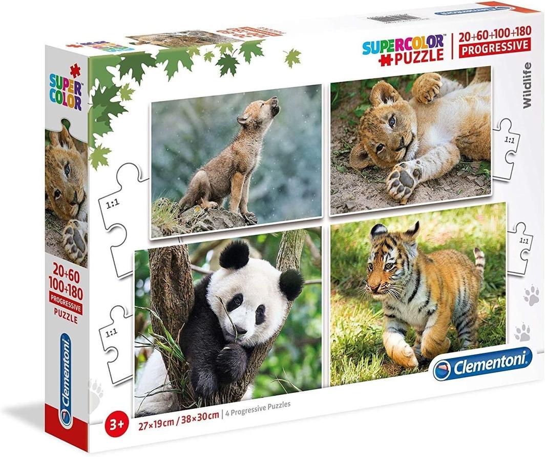 Clementoni - Wildlife 20 60 100 &amp; 180 Piece Jigsaws (supercolor)