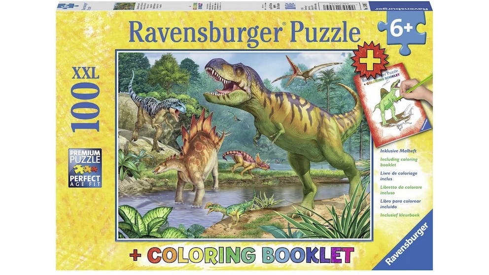 Ravensburger - World of Dinosaurs 100 Piece Jigsaw &amp; Colouring Book