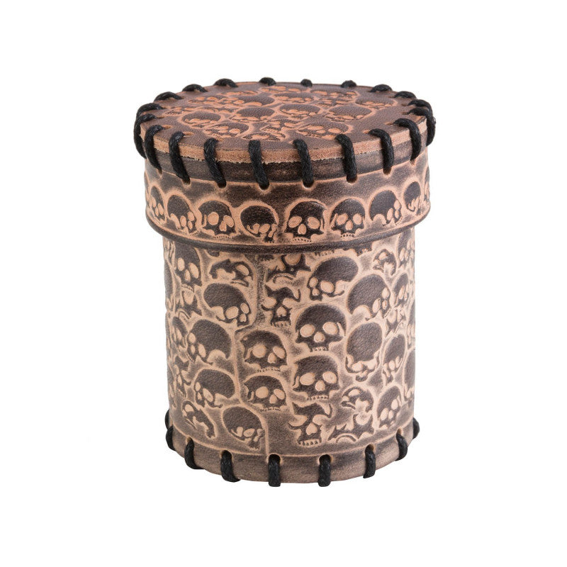 Q Workshop - Skull Beige Leather Dice Cup