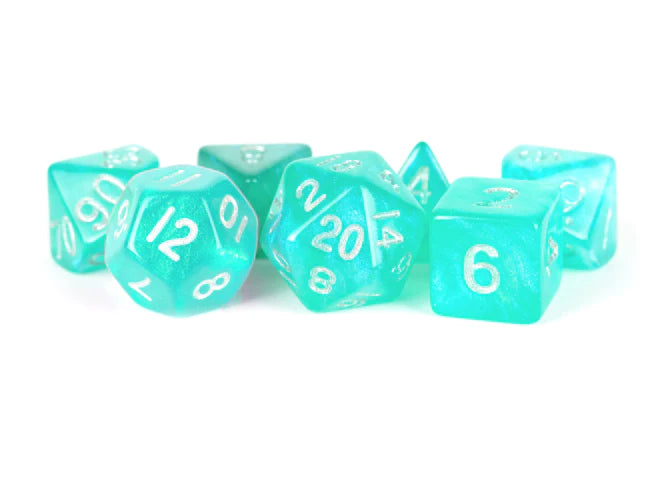 Metallic Dice Games - Acrylic Polyhedral Dice Set - Stardust Turquoise