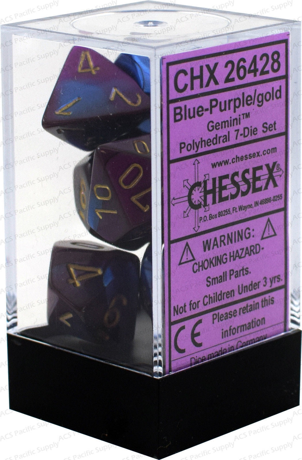 Chessex - Gemini Polyhedral 7-Die Set - Blue Purple/Gold (CHX26428)