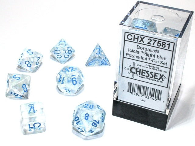 Chessex - Borealis Luminary Polyhedral 7-Die Set - Icicle/Light Blue (CHX27581)
