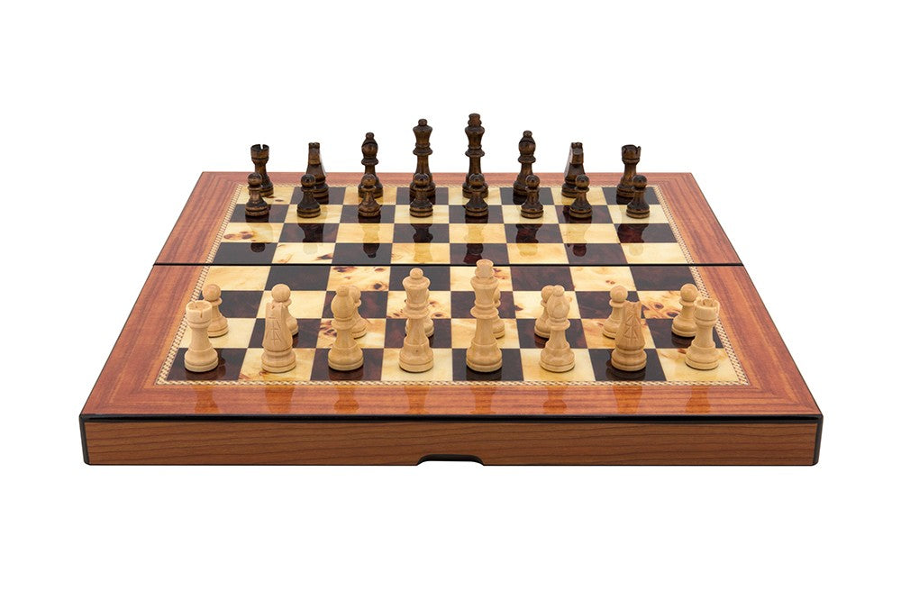 Dal Rossi - Folding Walnut 16 Gloss Chess Set