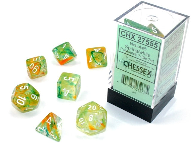 Chessex - Nebula Luminary Polyhedral 7 Die Set – Spring/White (CHX 27555)