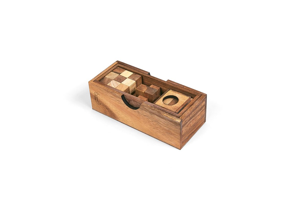 3 Puzzles in a Wooden Box