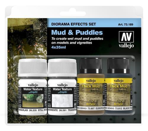 Vallejo Diorama Effects - Set Mud &amp; Puddles (4) 35ml