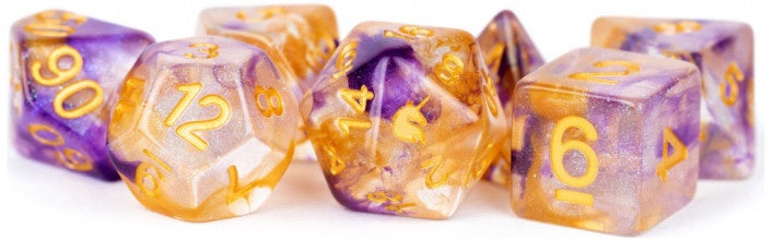 Metallic Dice Games - Royal Sunset - Unicorn Resin Polyhedral Dice Set