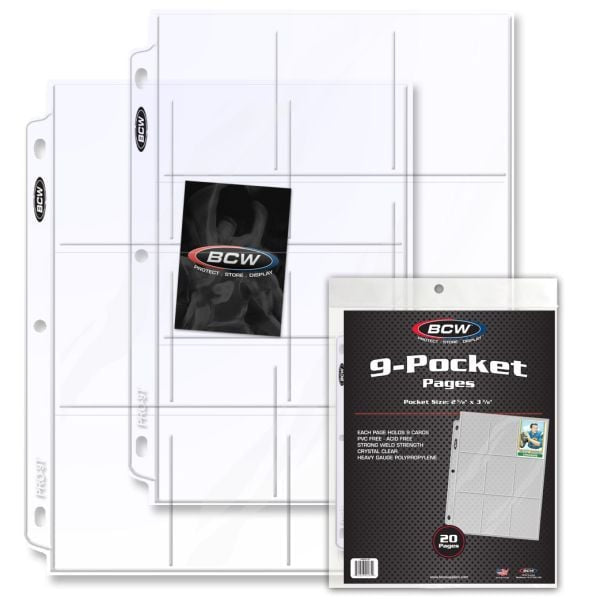 BCW 9 Pocket Protective Pages Top Loading (20)