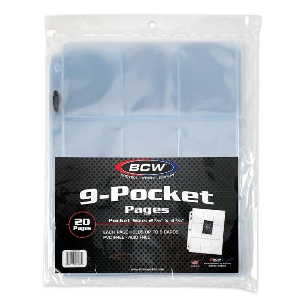 BCW 9 Pocket Protective Pages Top Loading (20)