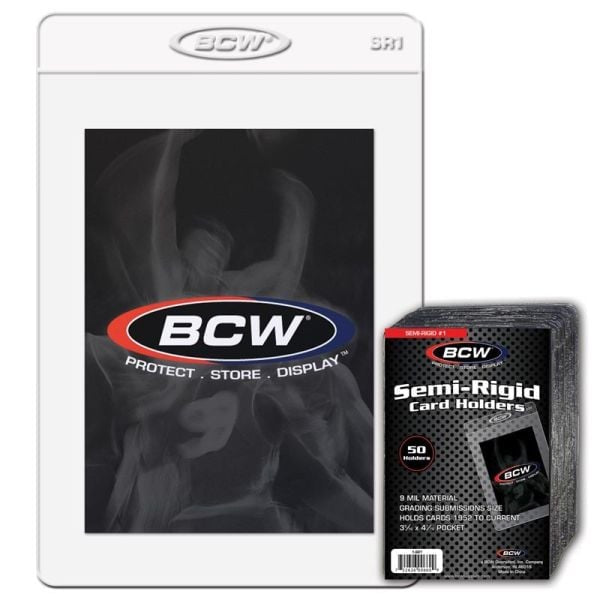 BCW Semi Rigid Card Holder 35/16x415/16 (50 Holders per pack)