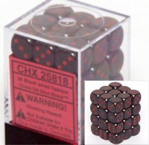Chessex - Opaque 12mm D6 Set - Black/Red (CHX25818)