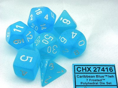 Chessex - Frosted Polyhedral 7-Die Set - Caribbean Blue/White (CHX27416)