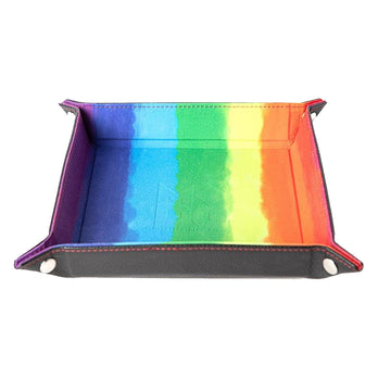 Metallic Dice Games - Velvet Folding Dice Tray - Watercolour Rainbow (10x10)