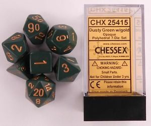 Chessex - Opaque Polyhedral 7-Die Set - Dusty Green/Copper (CHX25415)