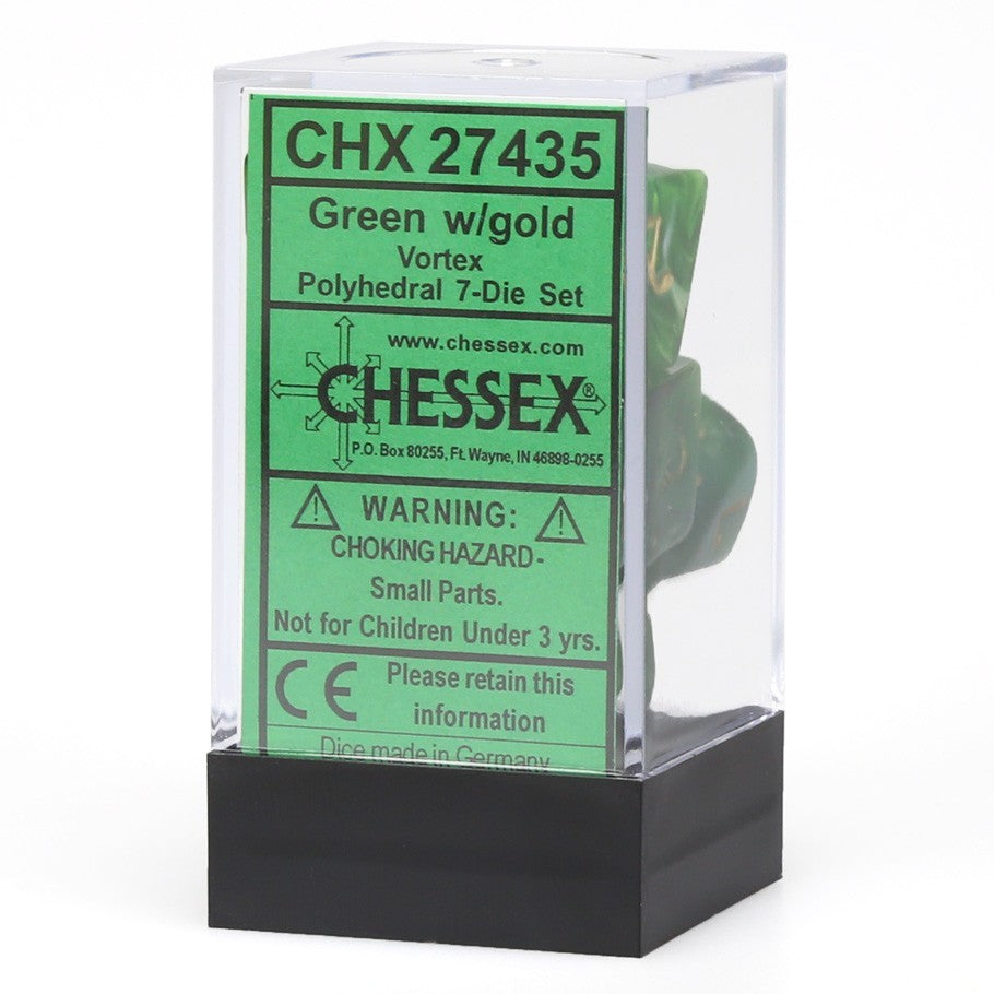 Chessex - Vortex Polyhedral 7-Die Set - Green/Gold (CHX27435)