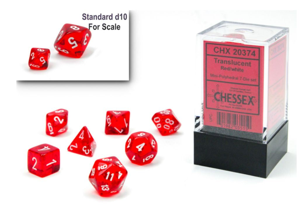 Chessex - Translucent mini Red/White 7-Die Set (CHX 20374)