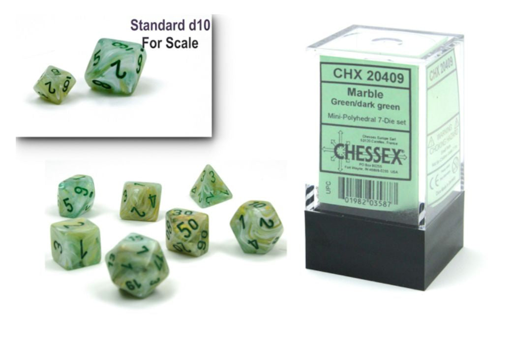 Chessex - Marble Mini Green/Dark Green 7-Die Set (CHX 20409)